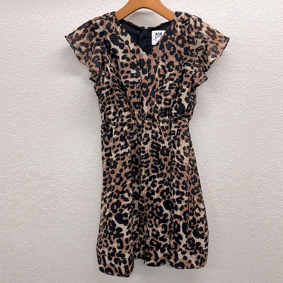 Milly Minis Short Flutter Sleeve Animal Print Leopard Dress 12 - Picture 1 of 9